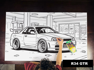 R34 GTR Table Size Coloring Sheet